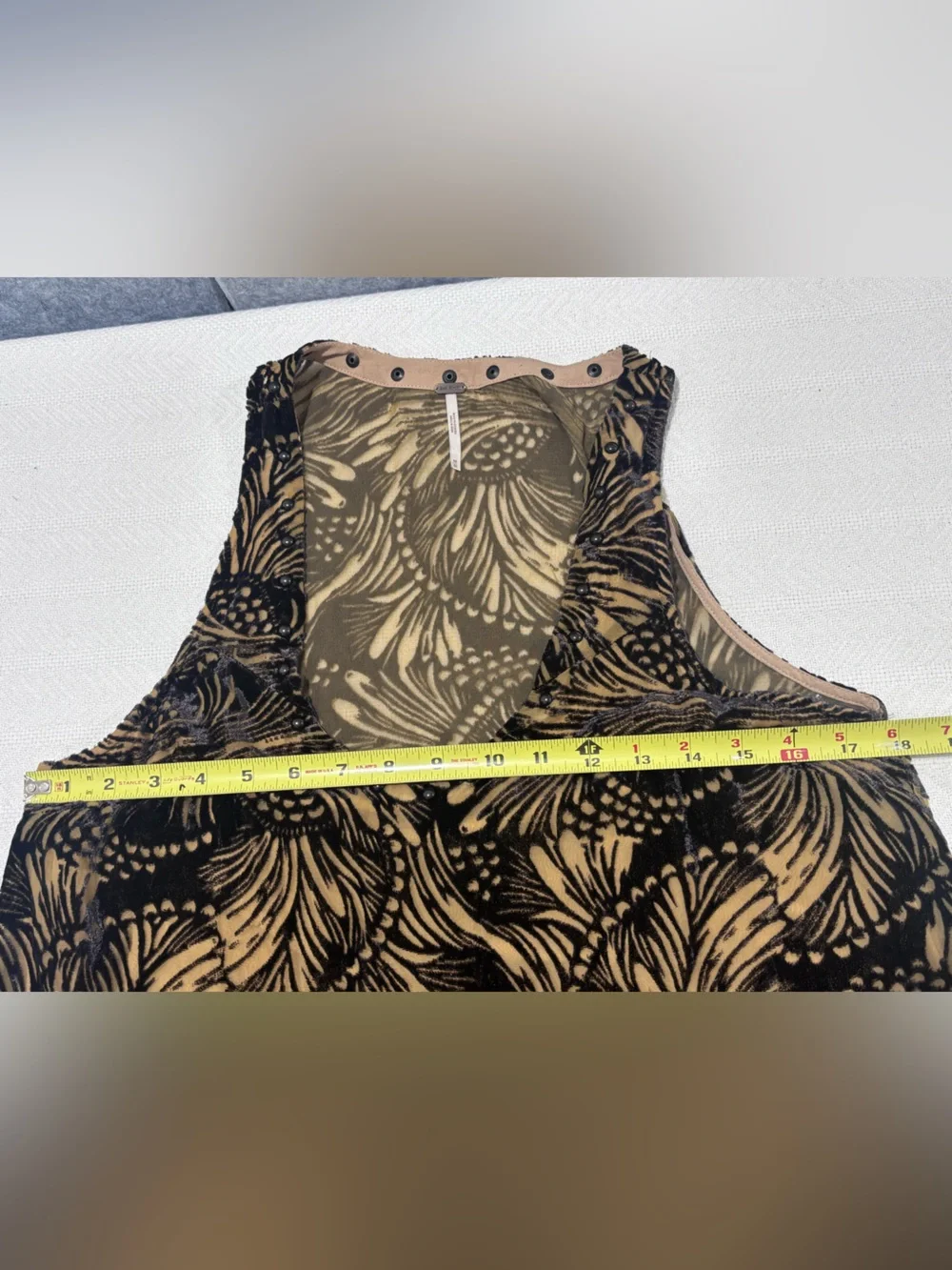 🩷Free People Black and Tan Floral-Print Mini Dress